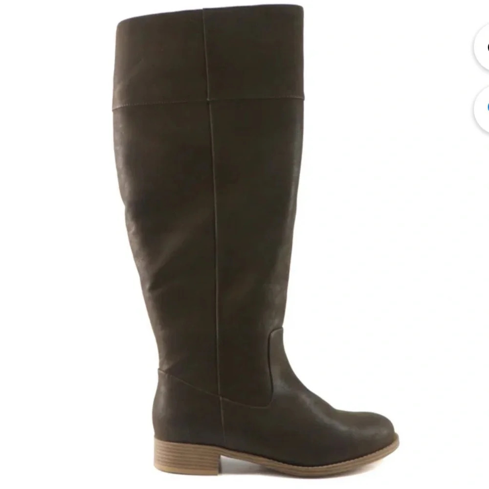 Eloquii Elements Anye Extra Wide Calf Brown Knee Boots with Zip Closure - 7EW